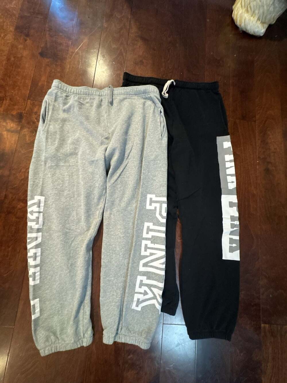 PINK Victoria's Secret Fleece Joggers Set - Grey & Black - Size L